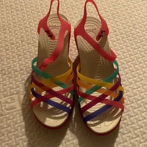 Beautiful wedge multicolored crocs